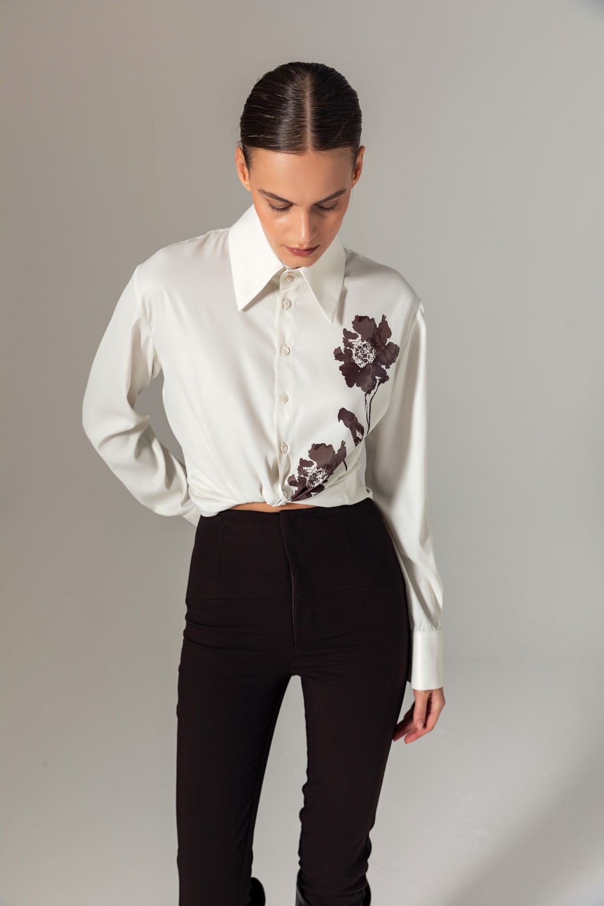 Desen Detaylı Gömlek Kahve