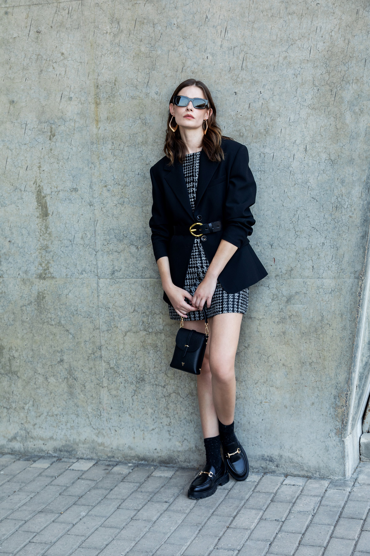 Kazayağı Mini Elbise Siyah