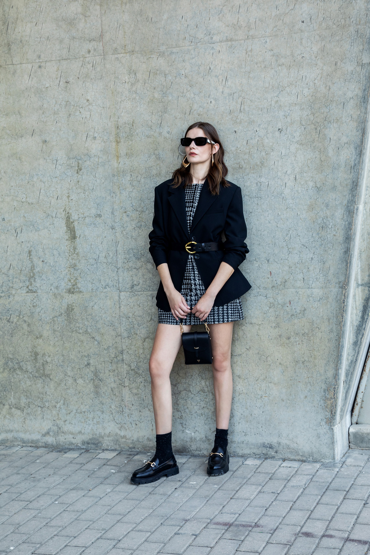 Kazayağı Mini Elbise Siyah