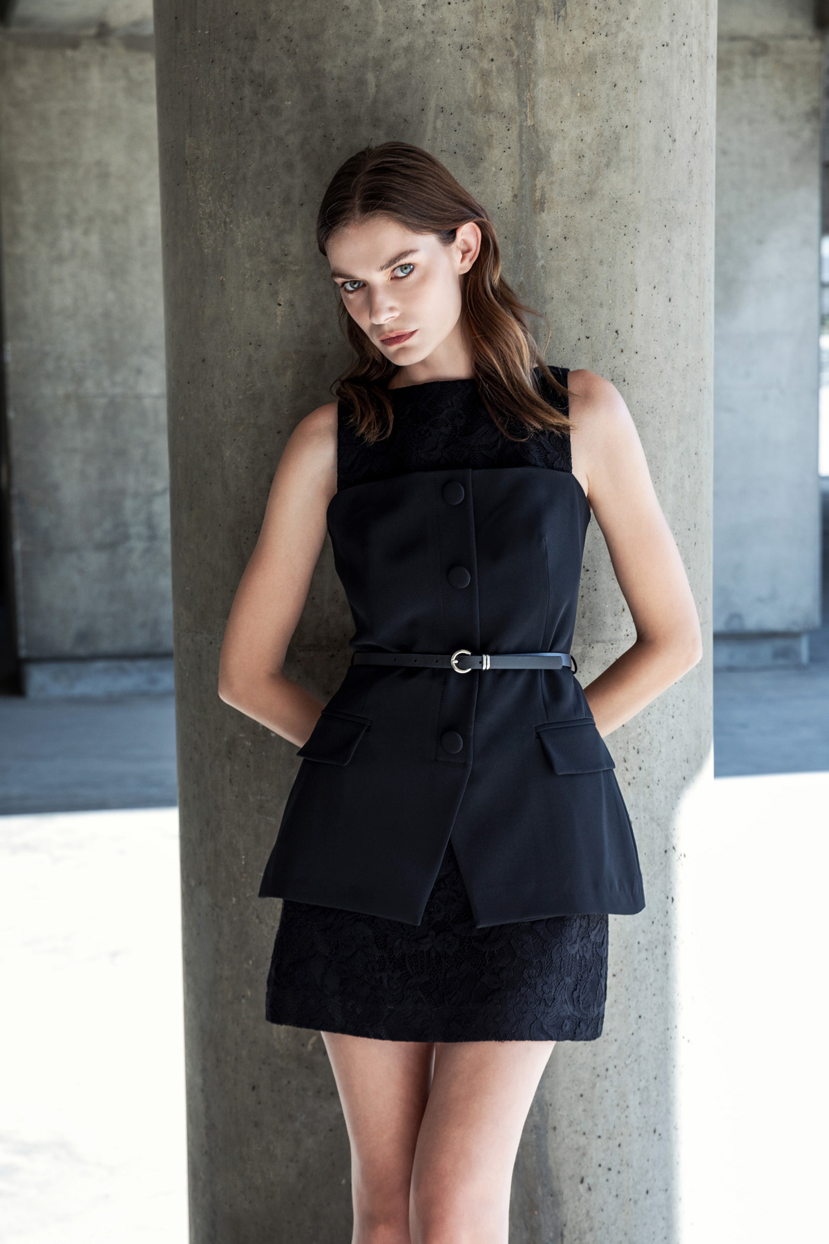 Dantel Detaylı Mini Elbise Siyah