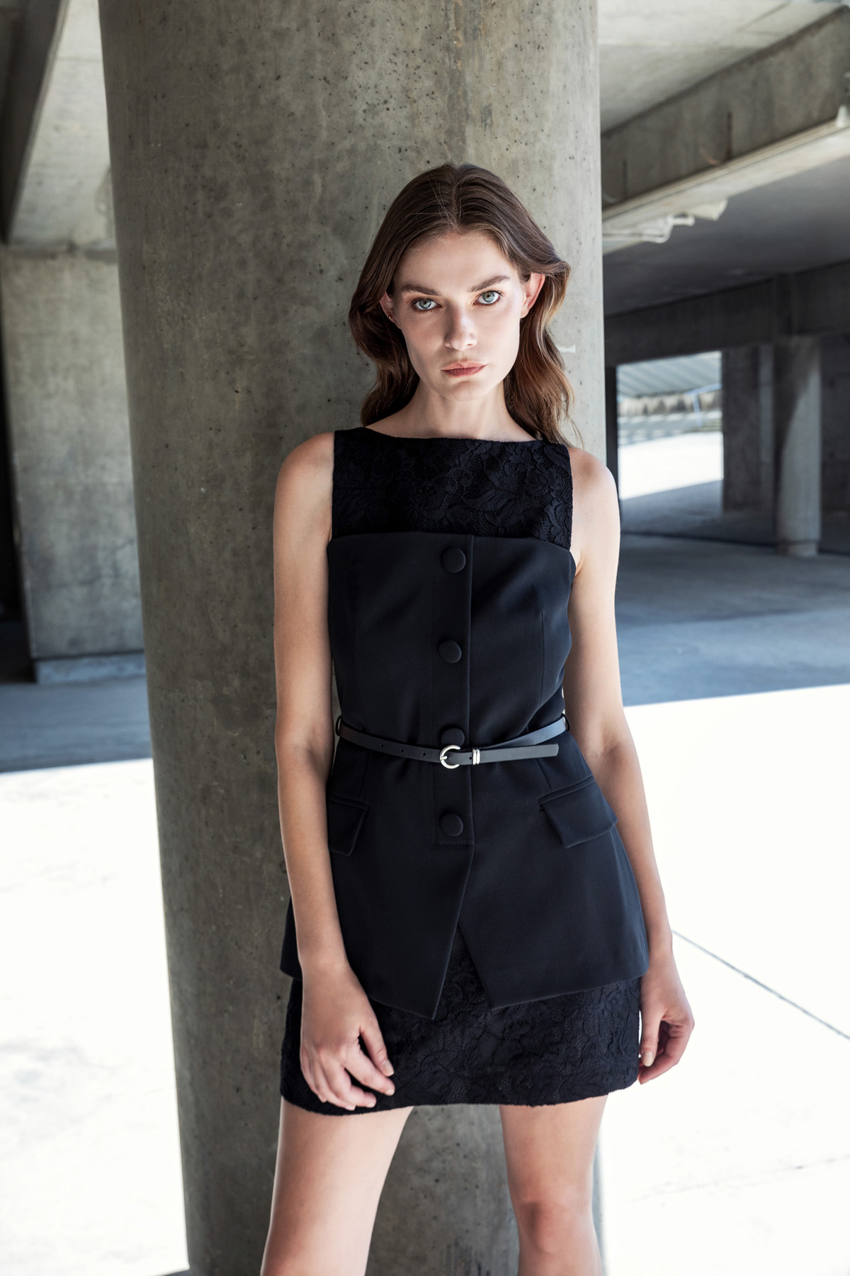 Dantel Detaylı Mini Elbise Siyah