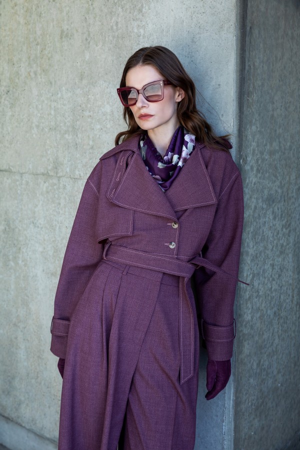 Crop Biker Ceket Bordo