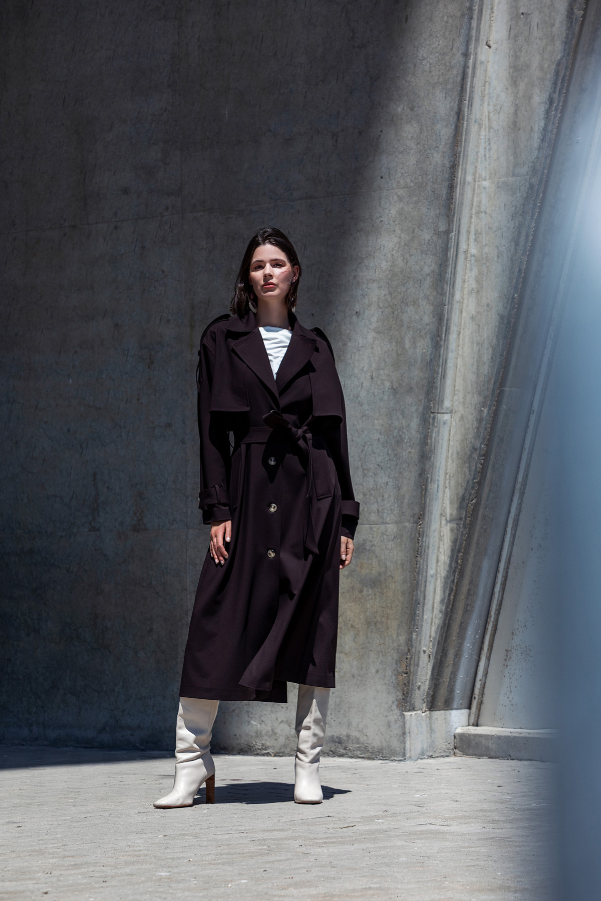 Kruvaze Maxi Trençkot Kahve