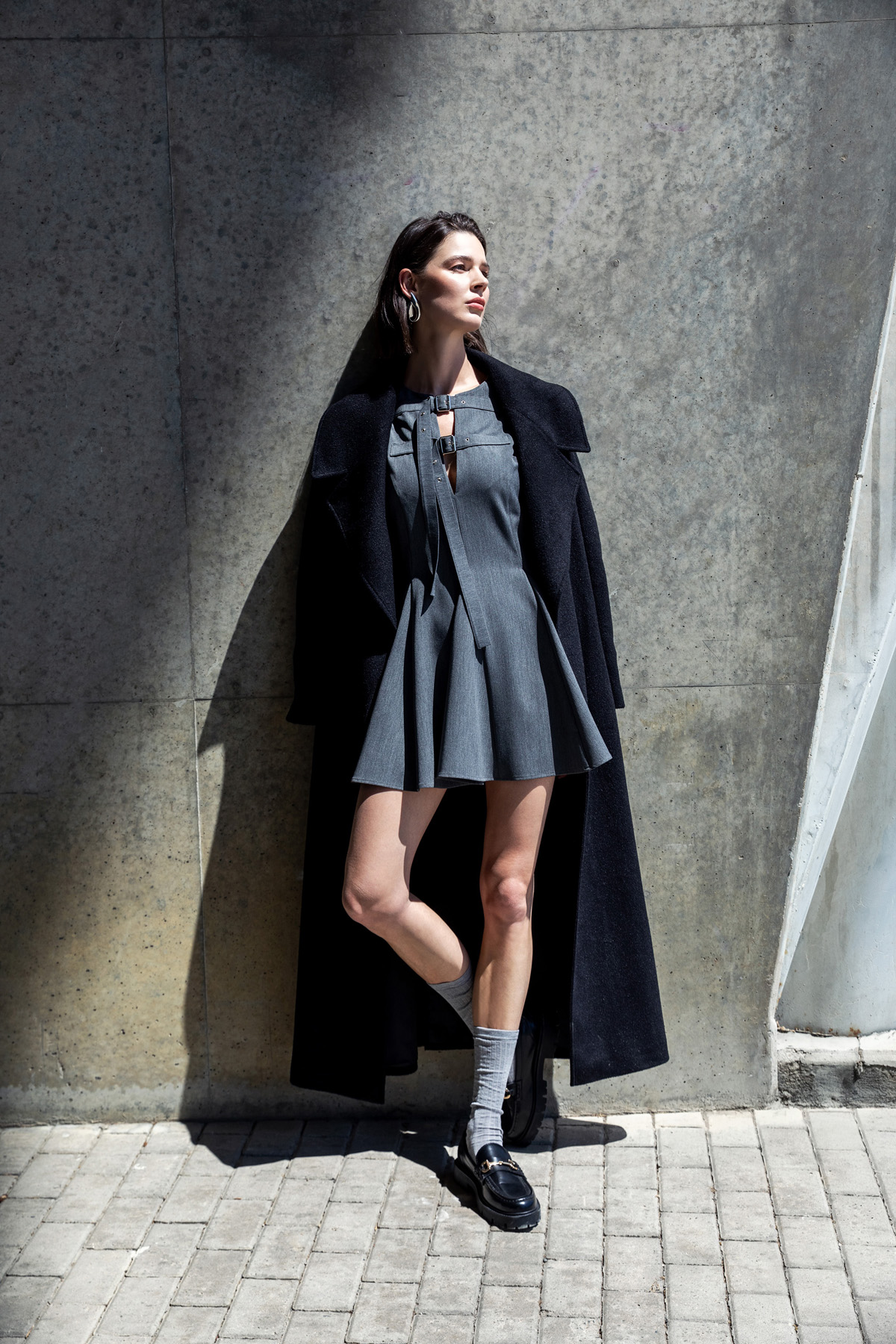 Kemerli Maxi Kaban Siyah