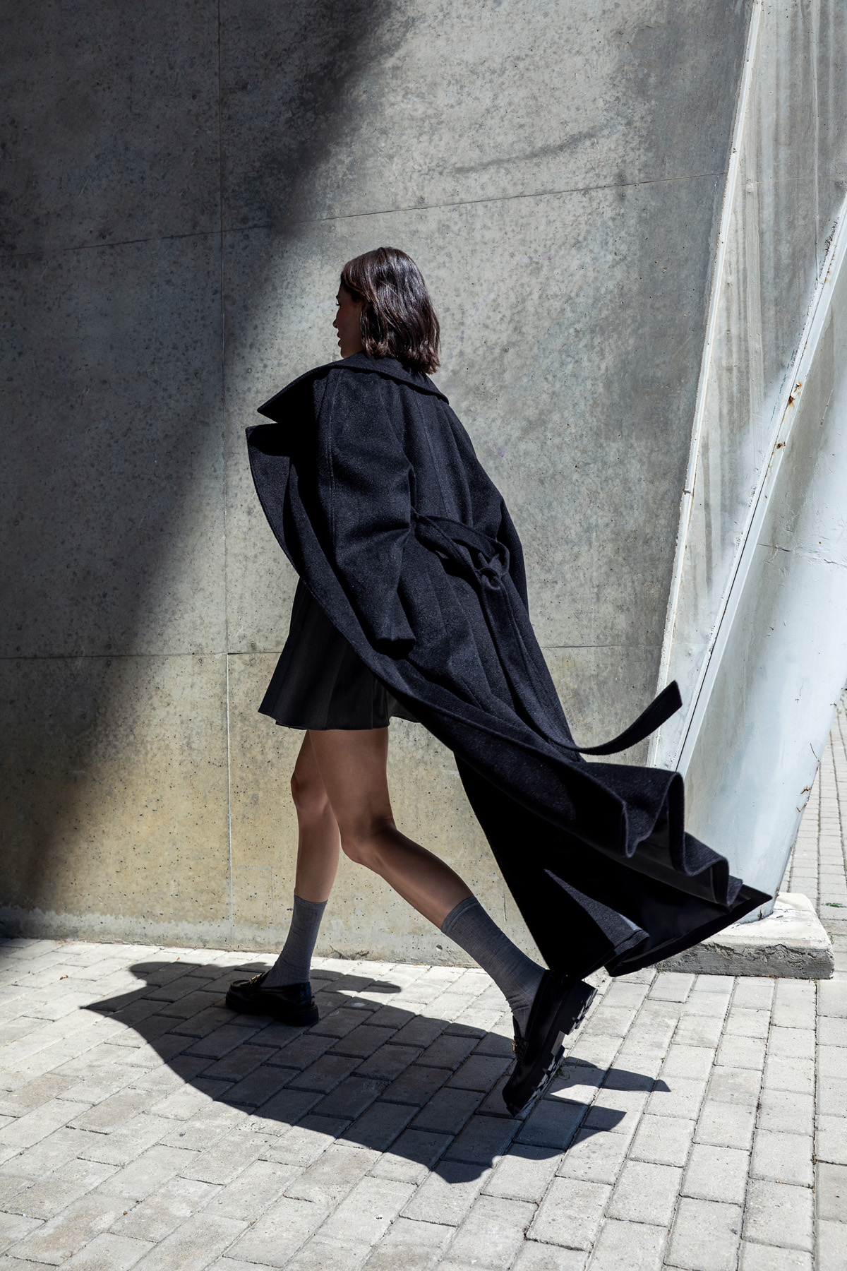 Kemerli Maxi Kaban Siyah