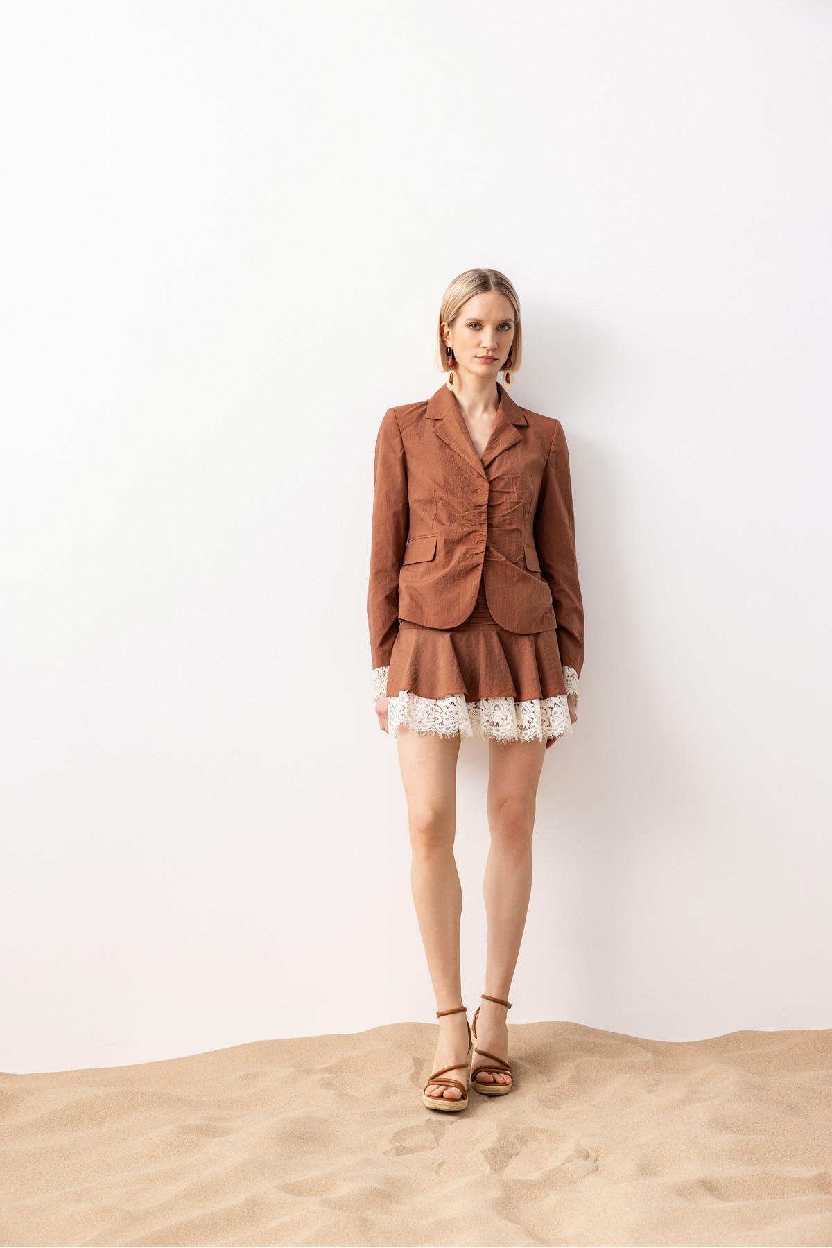 Drapeli Dantelli Ceket Ki̇remi̇t