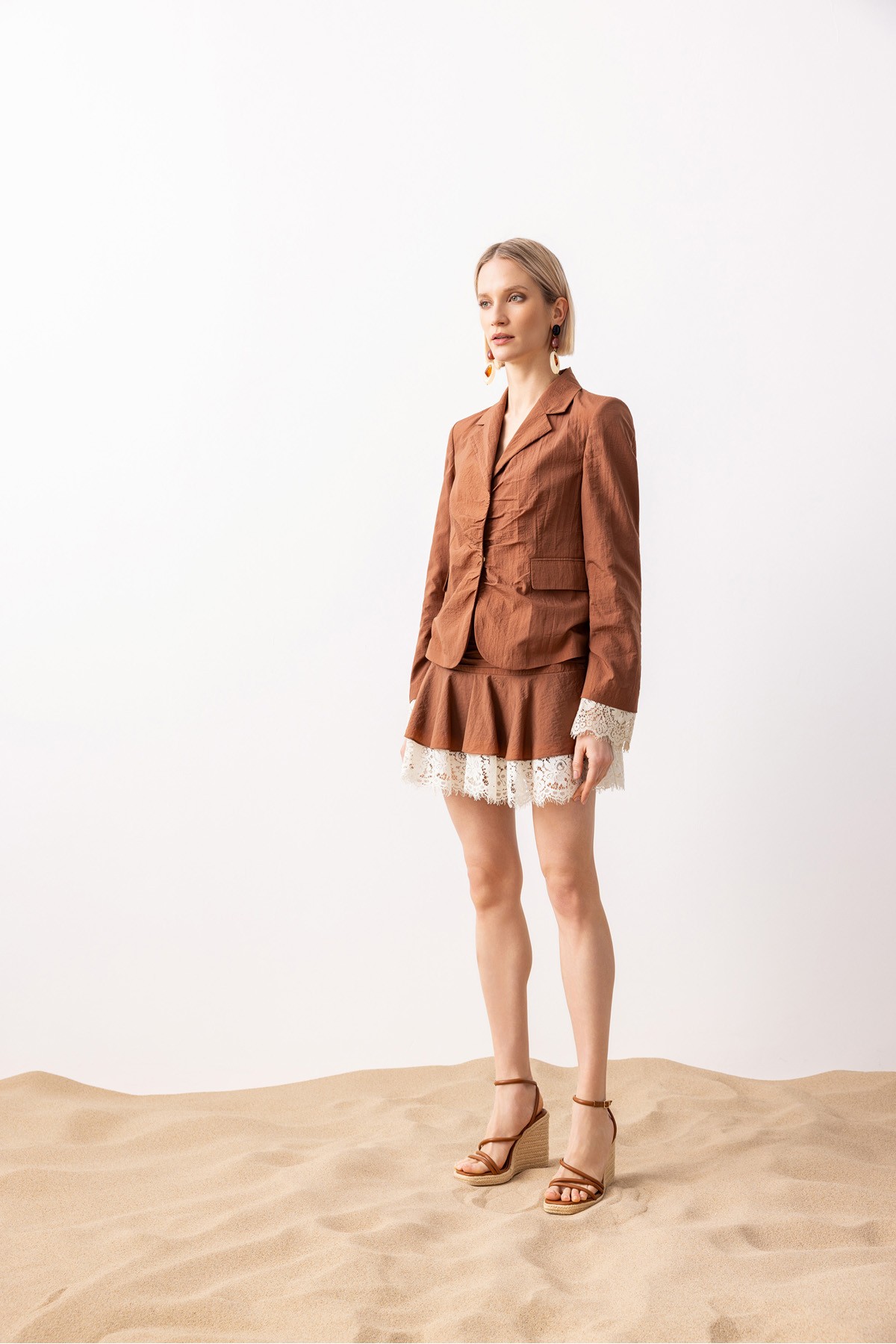 Drapeli Dantelli Ceket Ki̇remi̇t