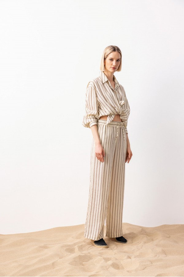 Çizgili Gömlek Ceket Ki̇remi̇t