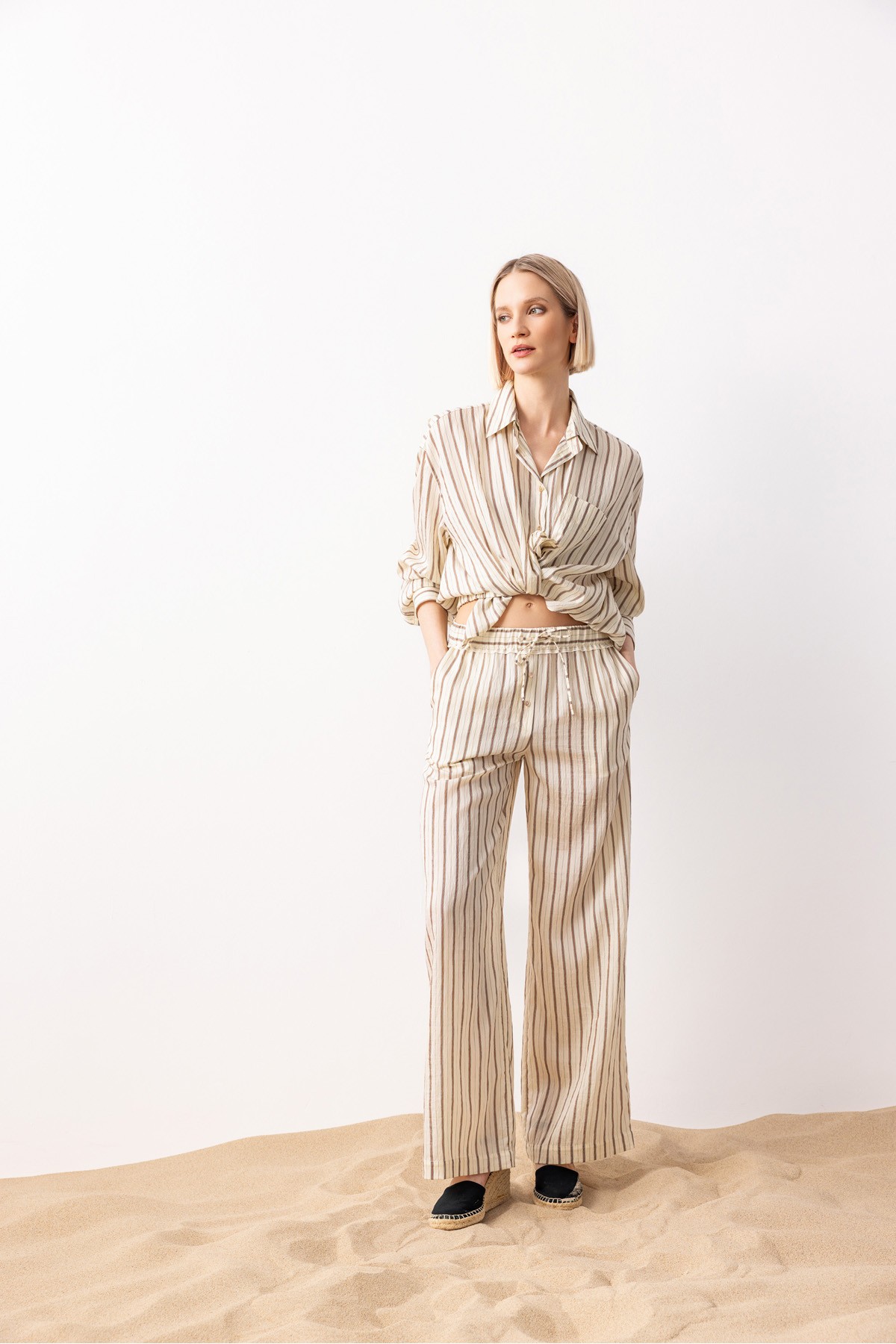 Çizgili Gömlek Ceket Ki̇remi̇t