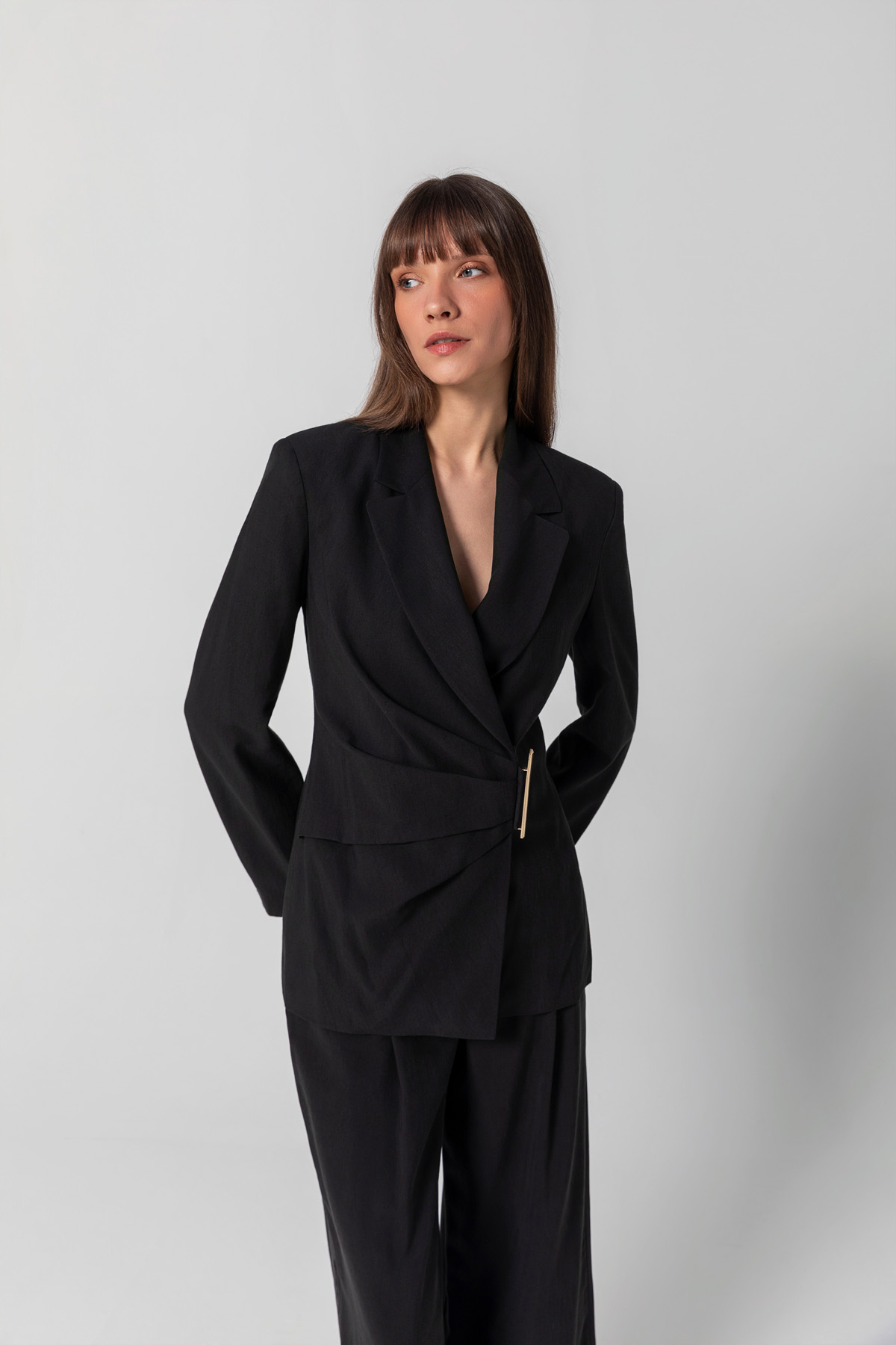 Aksesuarlı Blazer Ceket Siyah