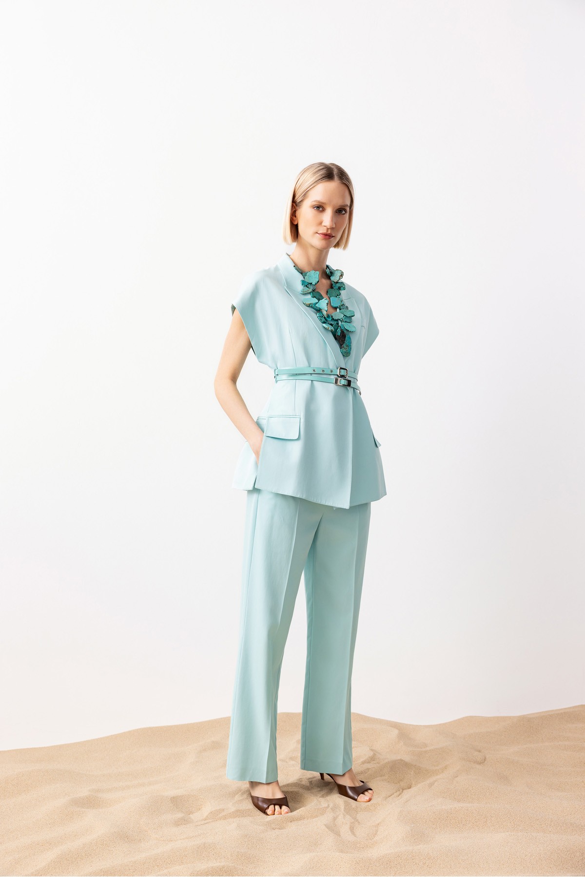 Düz Paça Klasik Pantolon Turkuaz
