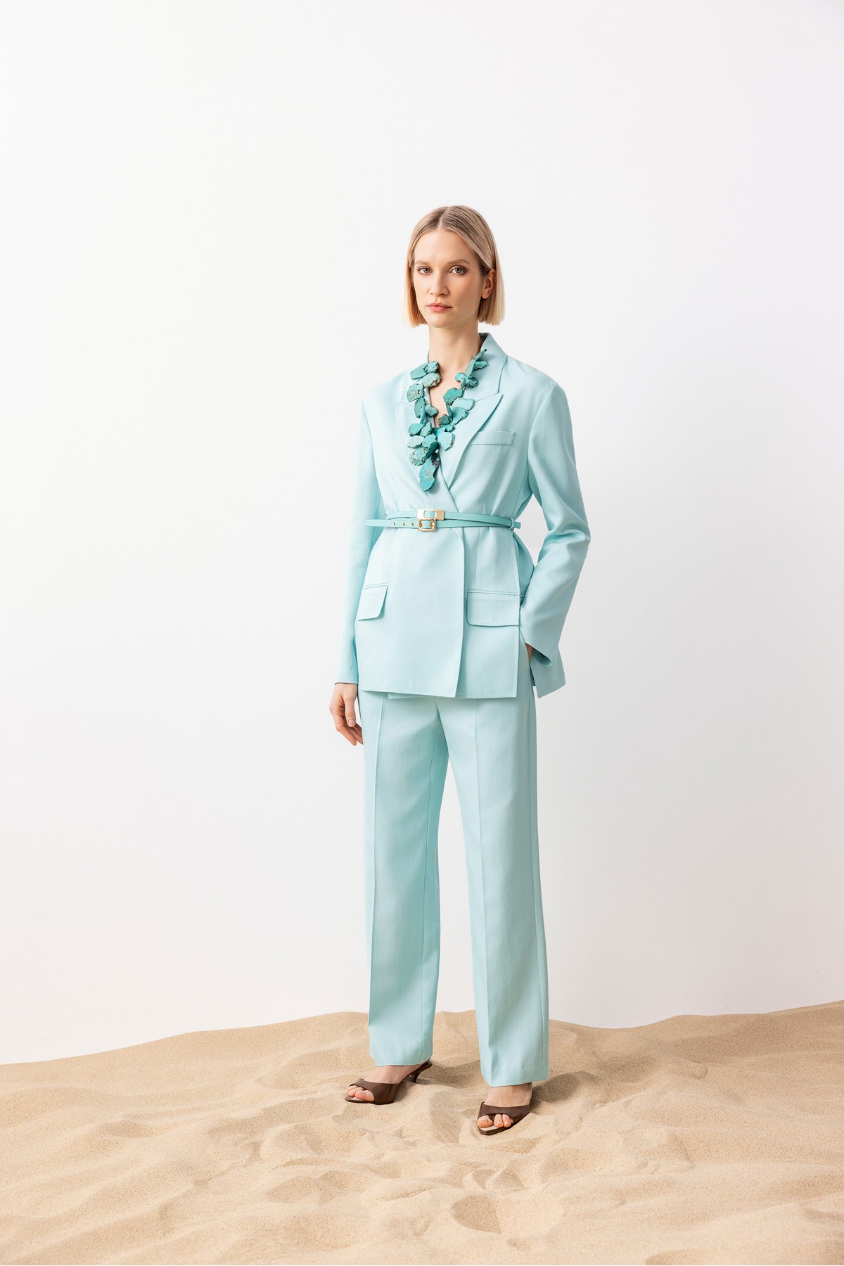 Düz Paça Klasik Pantolon Turkuaz