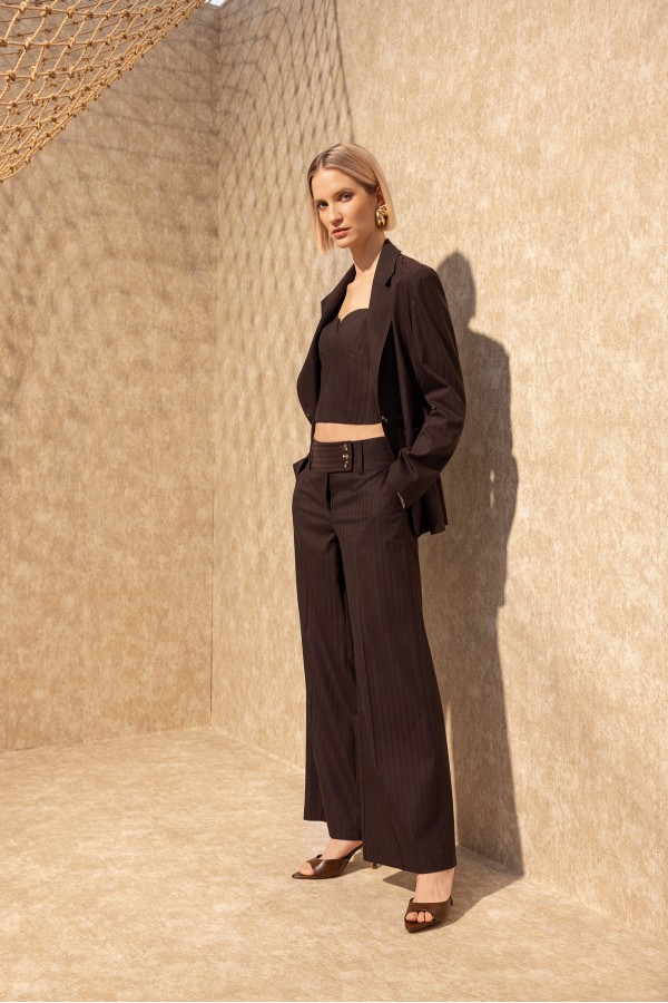 Kalın Kemer Geniş Paça Pantolon Kahve Kalın Kemer Geniş Paça Pantolon Kahve