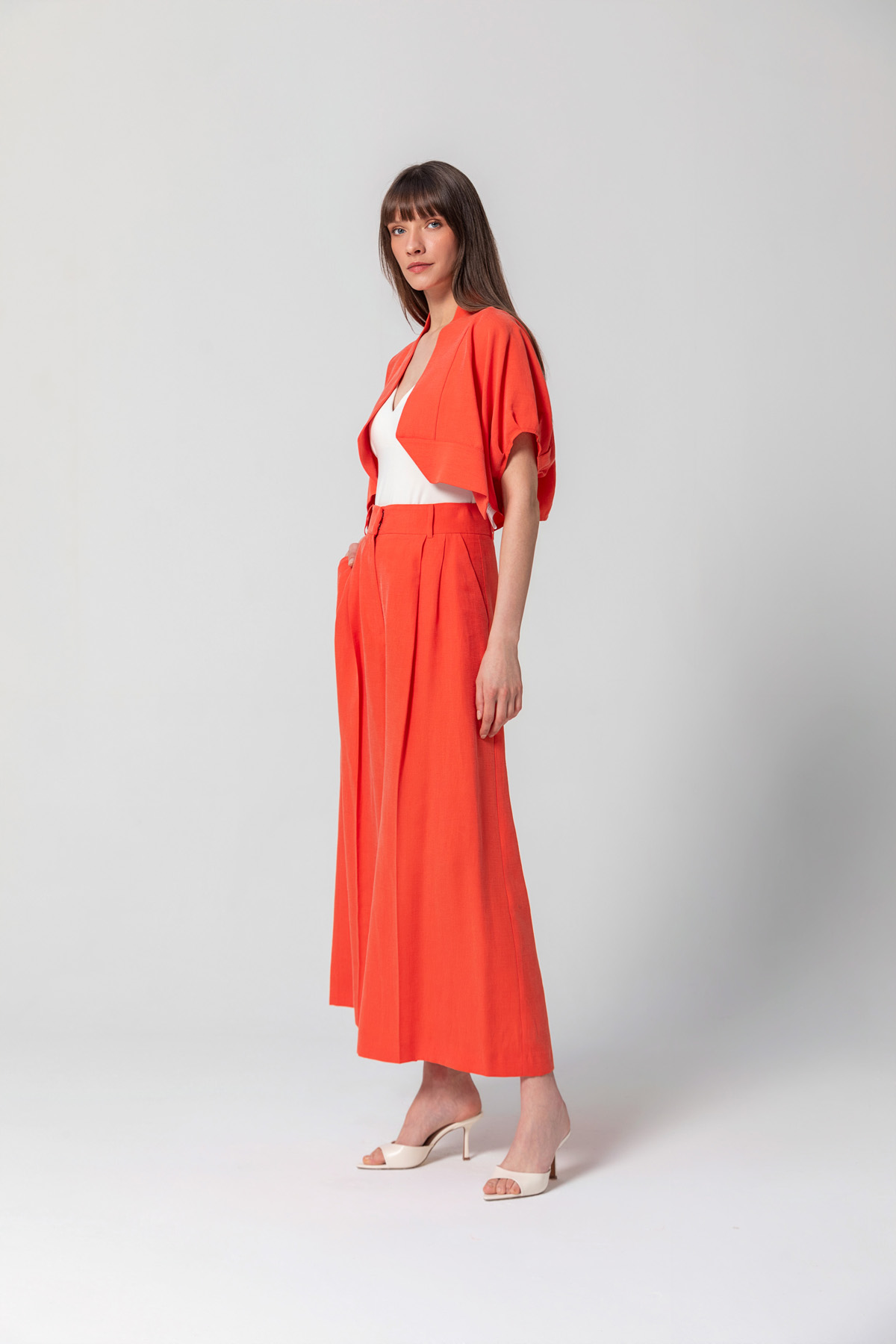 Pileli Chino Pantolon Coral