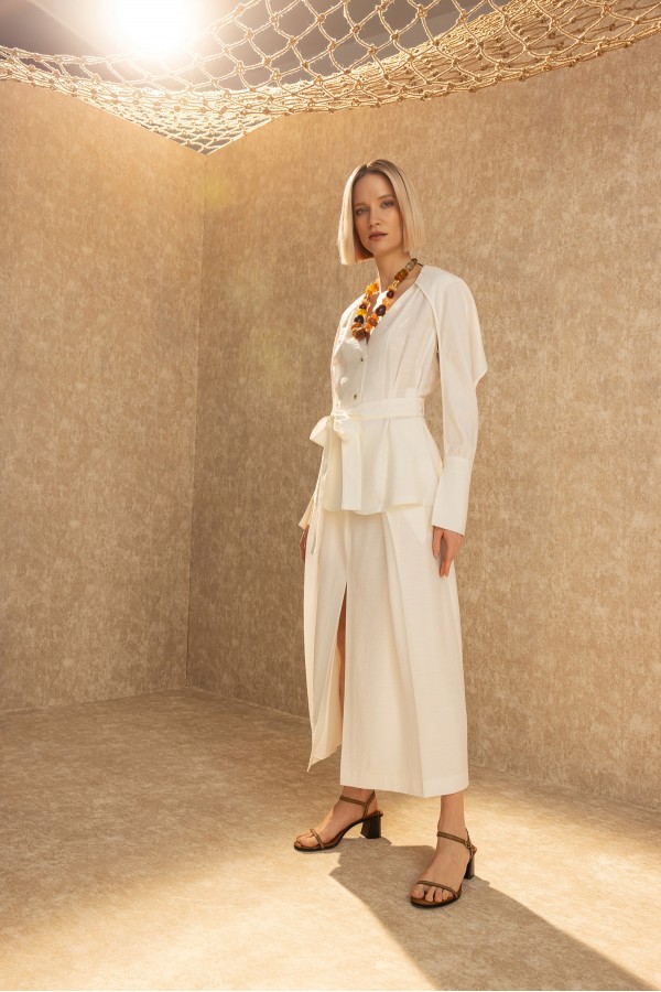 Pileli Midi Etek Ekru Pileli Midi Etek Ekru