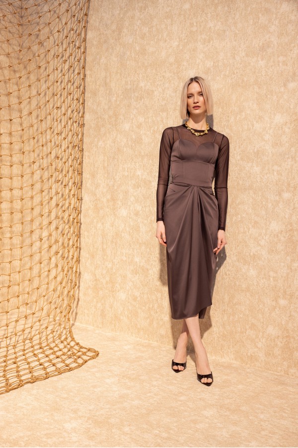 Saten Büstiyer Kahve