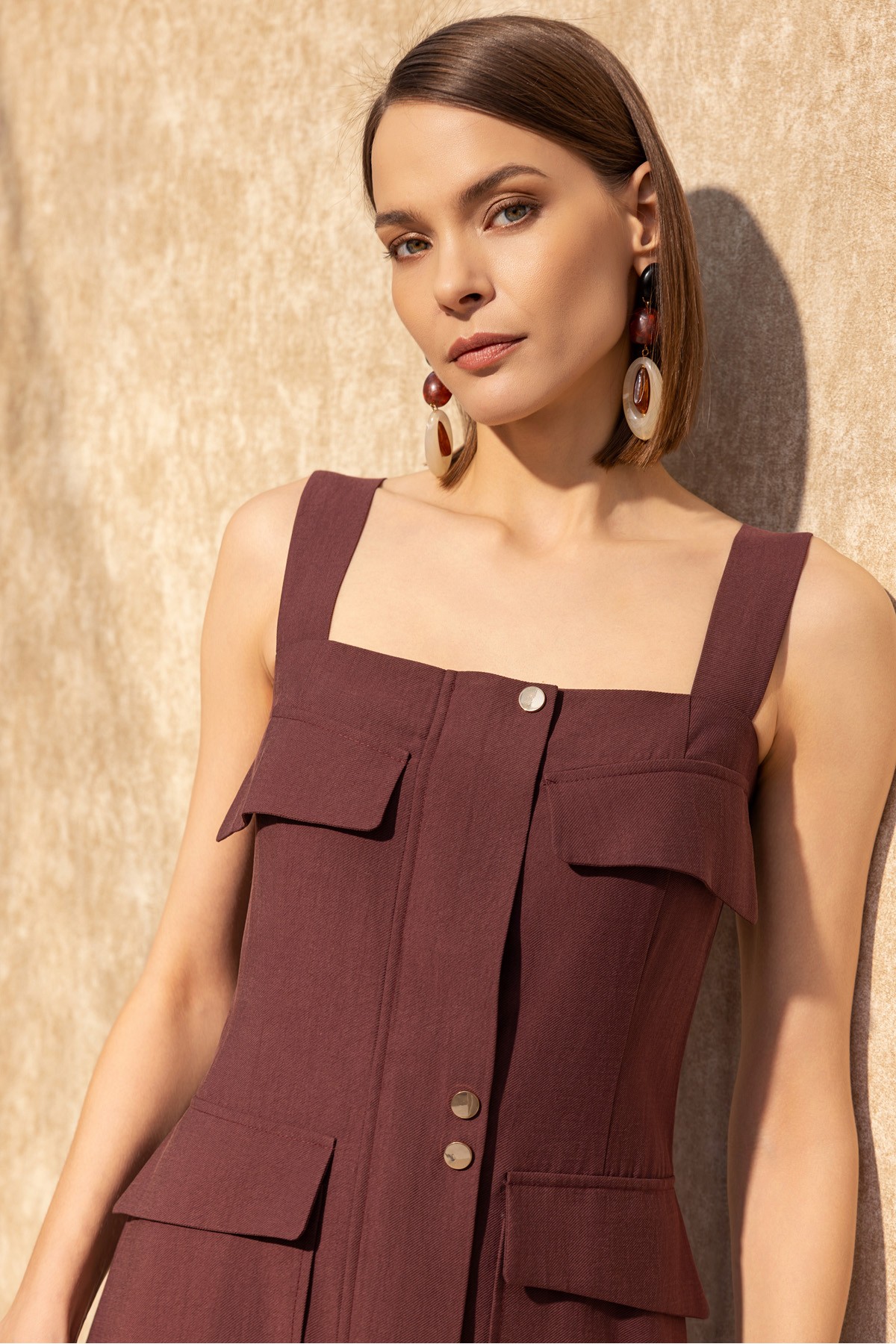 Askılı Uzun Elbise Bordo