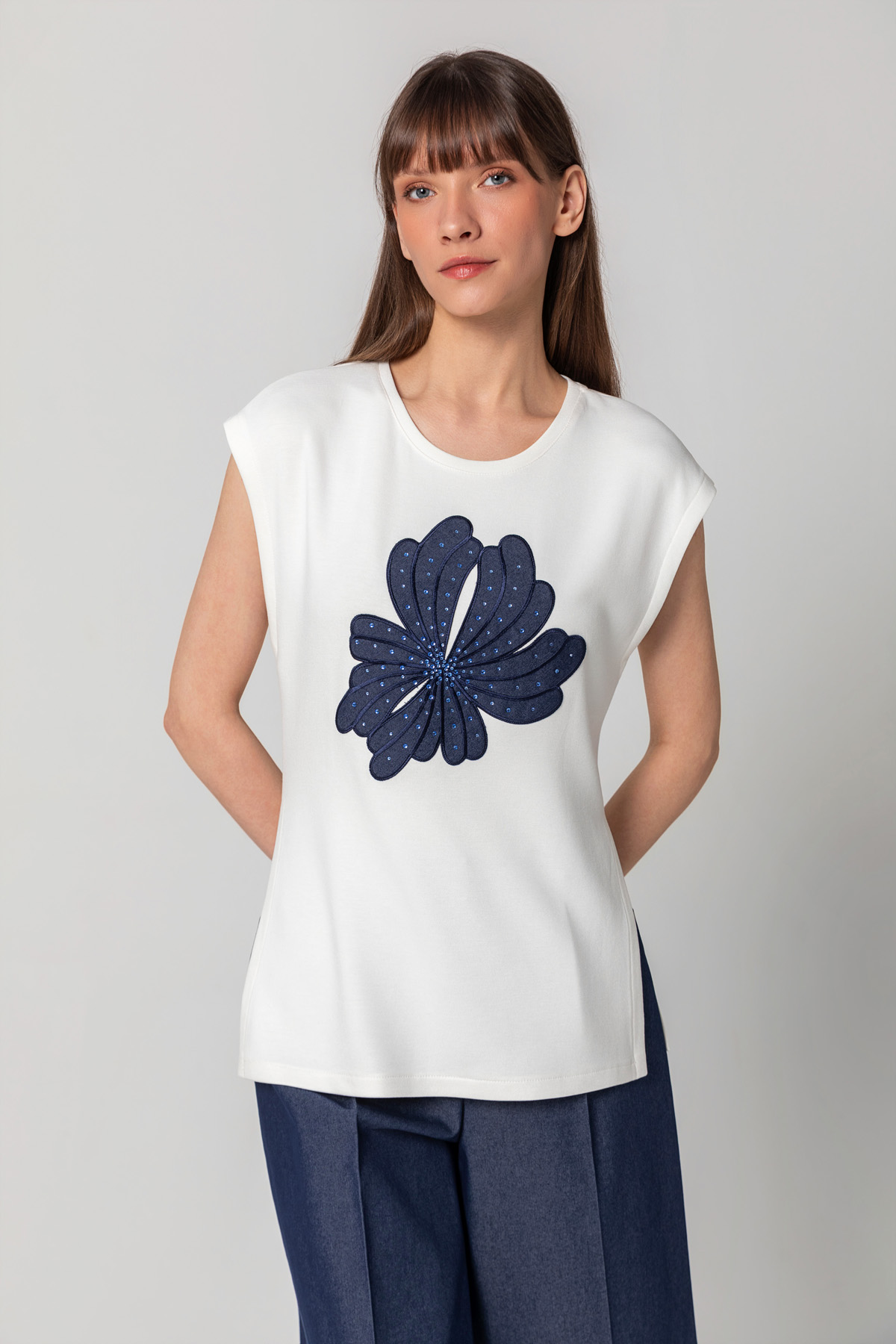  Aplikeli T-shirt Deni̇m
