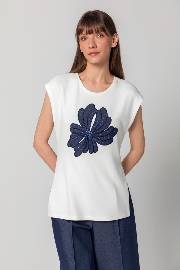  Aplikeli T-shirt Deni̇m