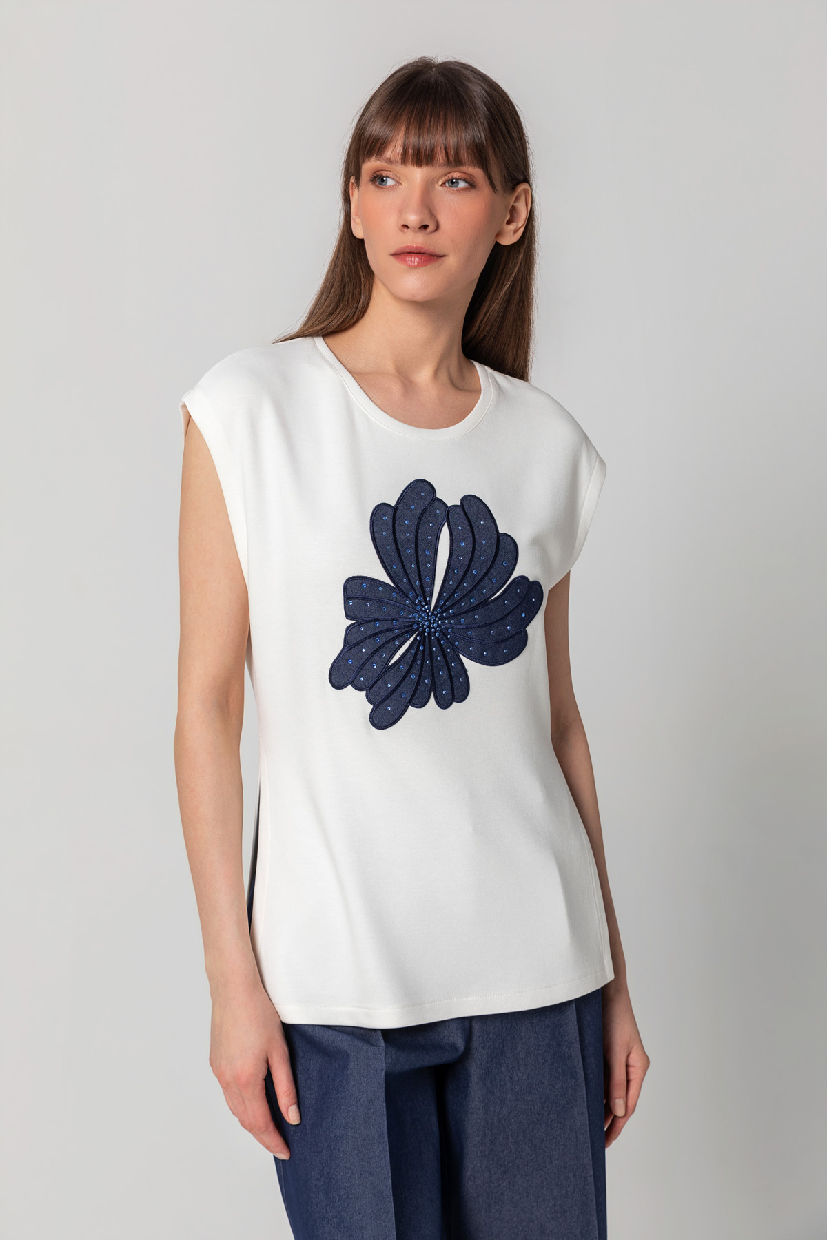  Aplikeli T-shirt Deni̇m