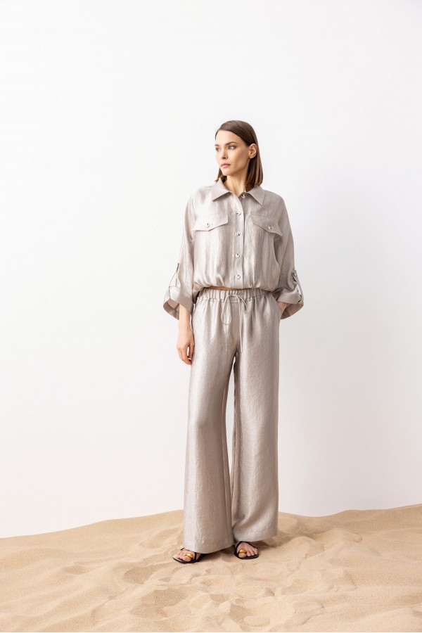 Metalik Bomber Ceket Gümüş