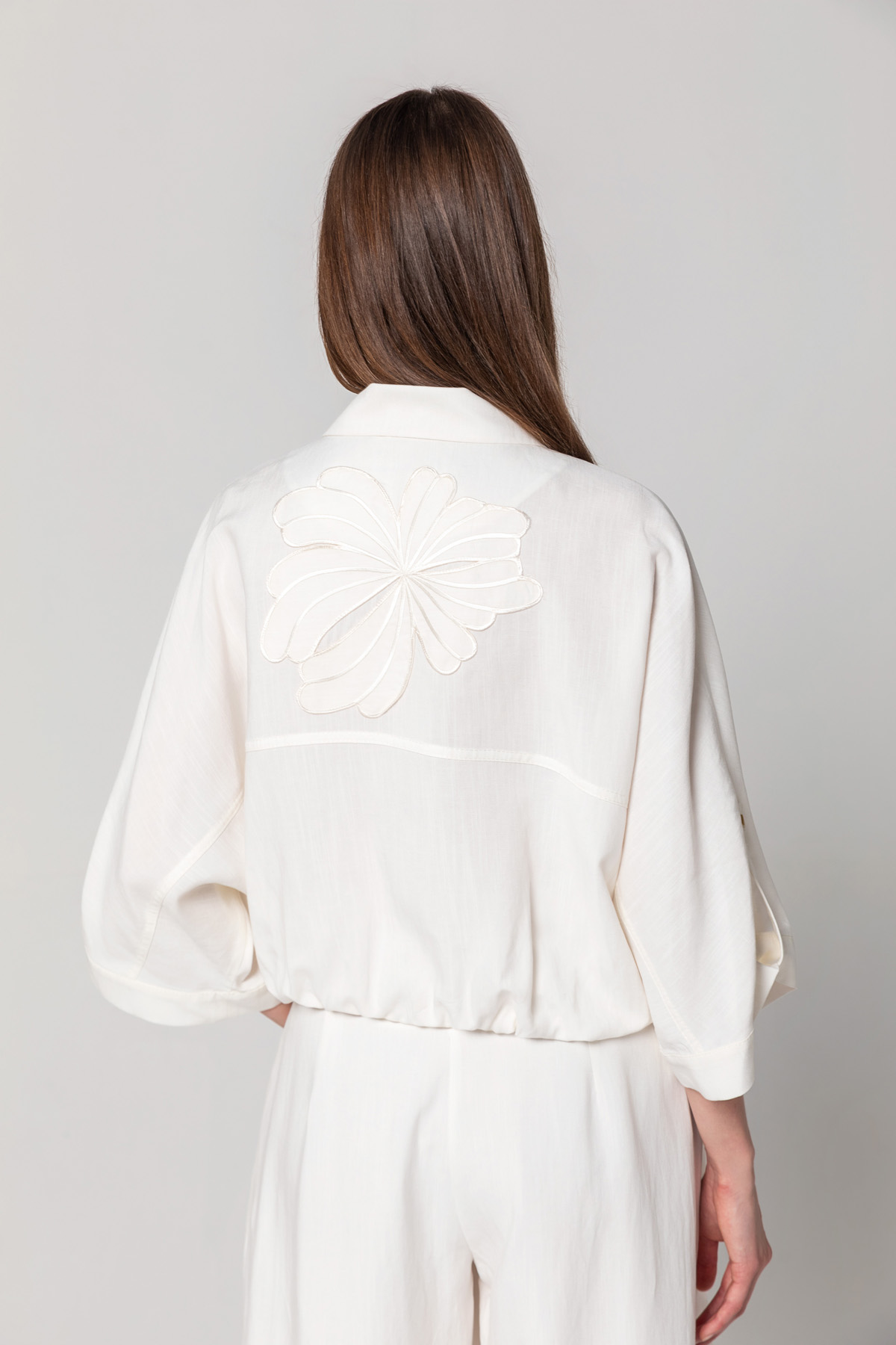 Linen Bomber Ceket Ekru