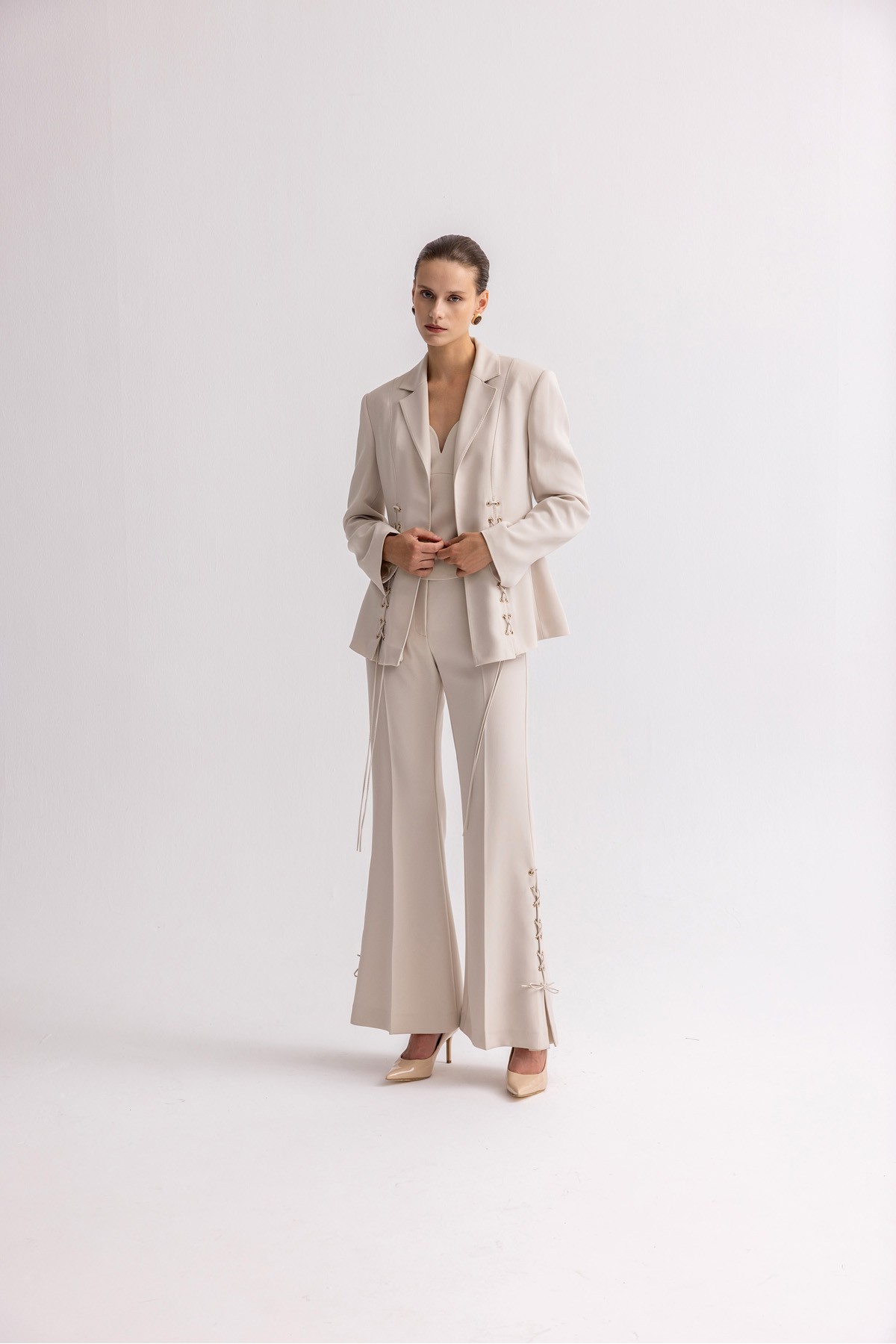 Korseli Blazer Ceket Bej